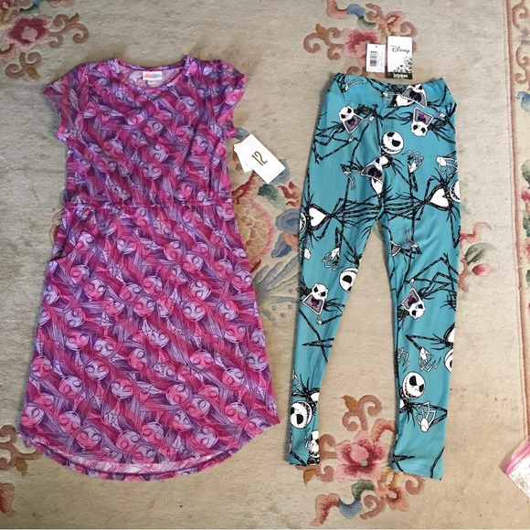 NWT Lularoe Nightmare Before Christmas Mae Dress +NWT Lularoe Nightmare Leggings - Picture 12 of 12